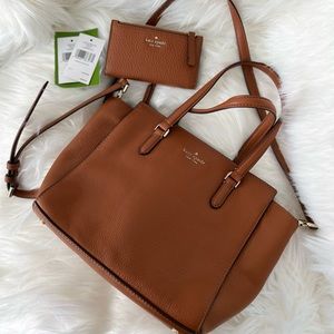 NWT KATE SPADE NEW YORK JACKSON MEDIUM SATCHEL & WALLET - WARM GINGERBREAD